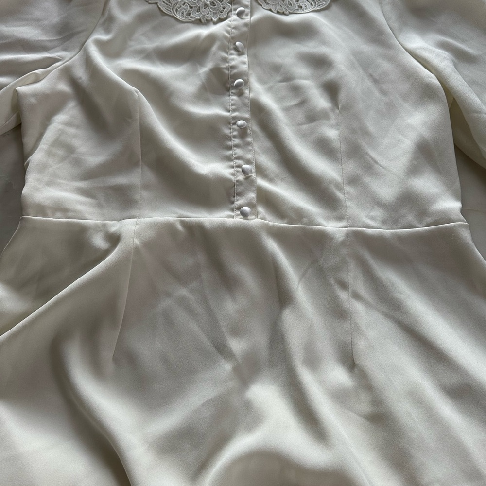 Ivy City Co. Cream Dress with Lace Collar